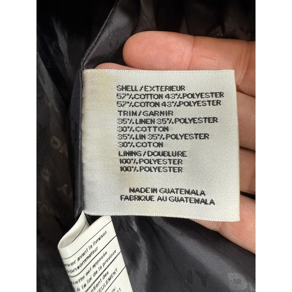 DKNY Trench Coat Womens Small Black Double Breasted Long Button Jacket Pockets - Picture 7 of 7